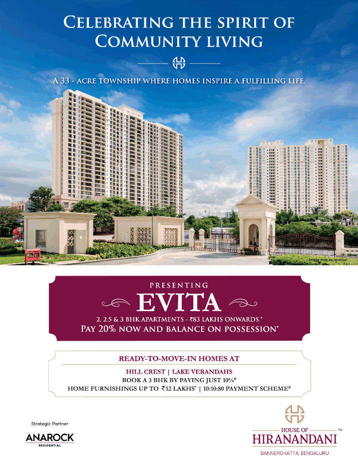 Ready-to-move-in homes at Hiranandani Evita, Bangalore Update
